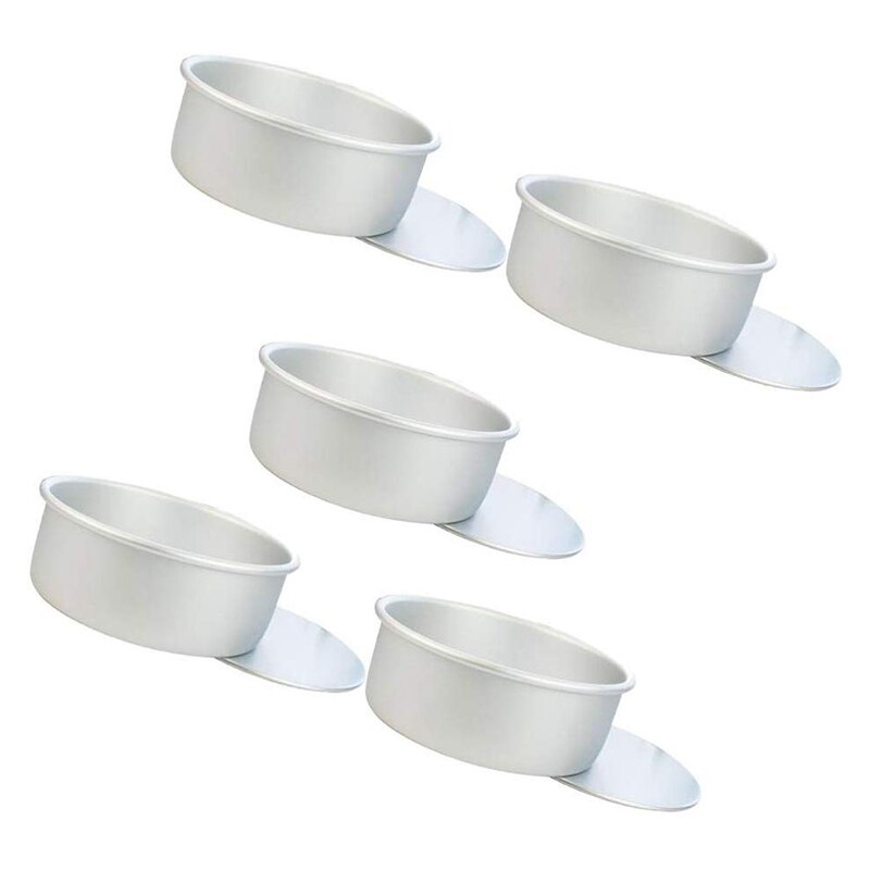 Cake Pan,5 Pcs Ronde Taart Pannen Bakken Pannen Tin Set Cakevorm Bakvorm Met Verwijderbare Bodem (Zilver)