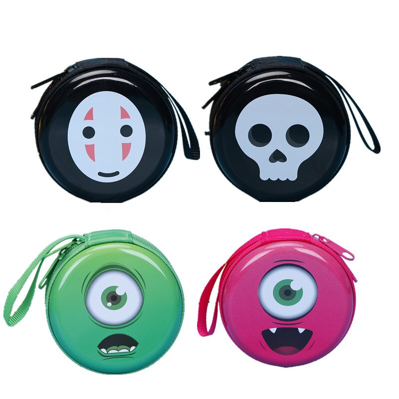 Tamanho: 7*3cm dos desenhos animados crânio olhos rosto moeda bolsas meninas meninos caso chave carteiras crianças fone de ouvido saco moeda sacos