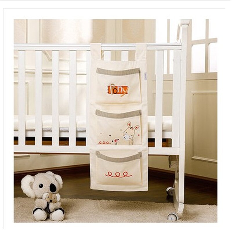 35 x 75cm baby krybbe lomme opbevaringsseng tegneserie kofangere tøj ting organisator poser til ble legetøj skiftende tøj: No3
