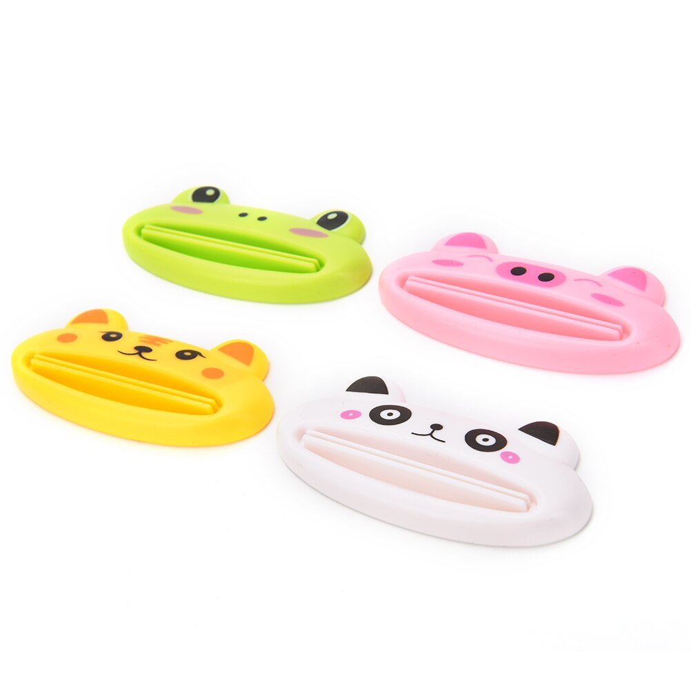 Cartoon Frog/AnimalCat/Frog/Panda/Pig Toothpaste Tube Squeezer Easy Squeeze Paste Dispenser Roll Holder: Yellow