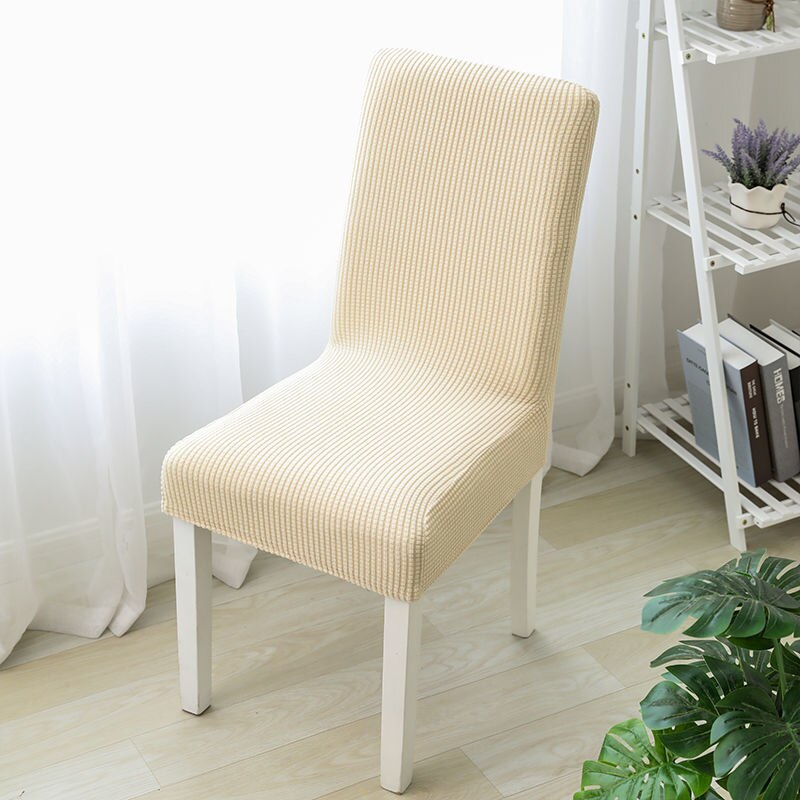 Einfarbig Stuhl Abdeckung Gestrickte stoff Stretch Elastische Hussen Stuhl Abdeckungen Für Esszimmer Küche Hochzeit Bankett Hotel: beige