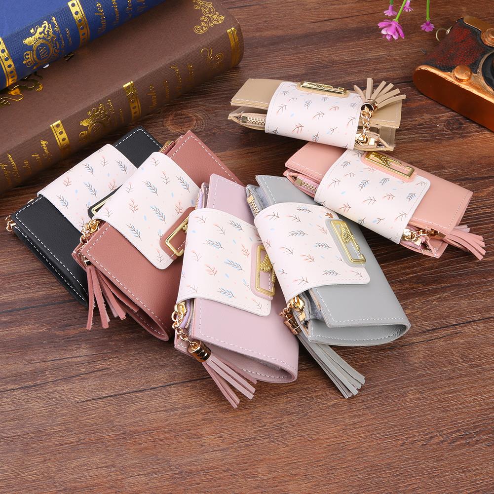 Kwasten Korte Portemonnee Tas Voor Vrouwen Pu Lederen Clutch Tassen Leuke Koreaanse Kaarthouder Vrouwelijke Vouwen Kleine Portemonnee bolsas