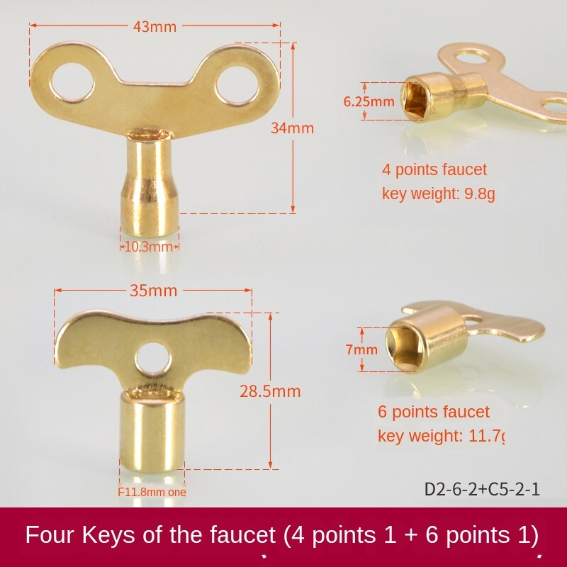Faucet key with lock, inner corners, 6mm, outdoor tap water, anti-theft, outdoor square 1/2 IN switch handle: 6mm-7mm 1 each
