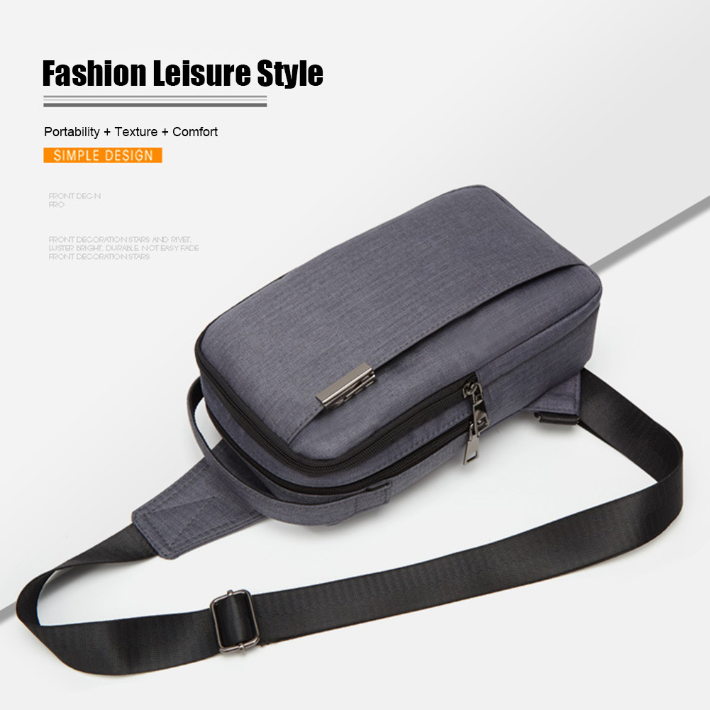 Mens Chest Bag Small Canvas Shoulder Backpack Sling Cross Body Zipper Travel Bag