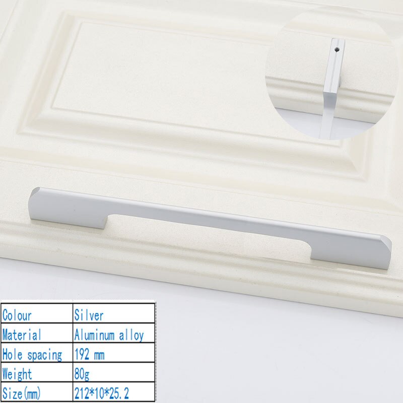 Pomos y tiradores de puerta minimalistas y modernos americanos, Tiradores para enfriador de vino, manijas de cocina, manijas para armario, manija para armario: Silver 192
