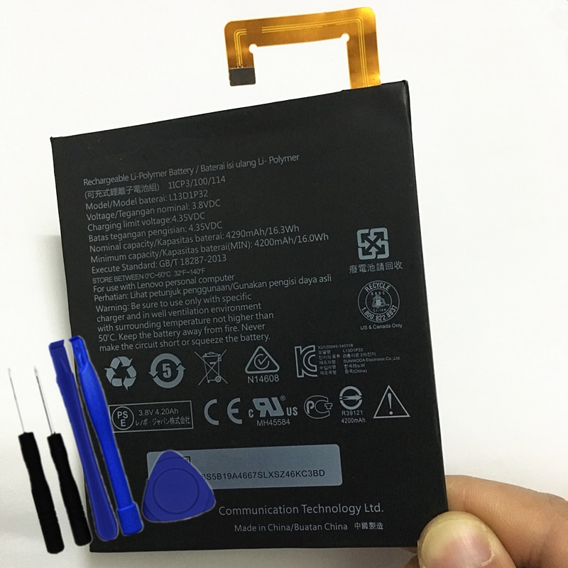 Tablet Battery L13D1P32 4290mAh for Lenovo Lepad Tab A8-50 S8-50 TB3-850F TB3-850M + Tools