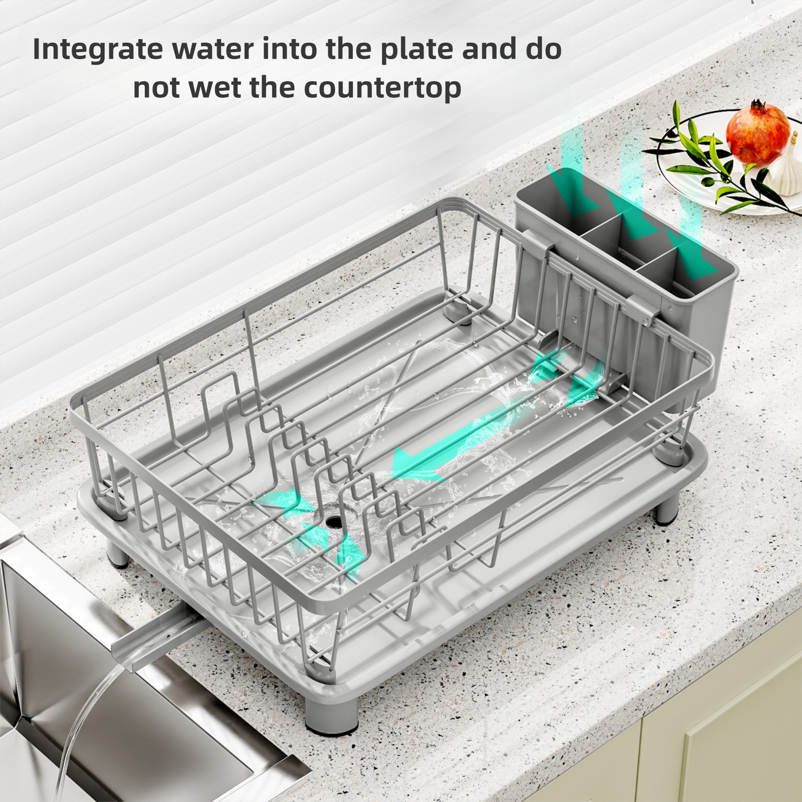 Pink Dish Drying Rack - Space-Saving Dish Rack,Dish Racks for Kitchen Counter with Drainboard, Rustproof Dish Drainer