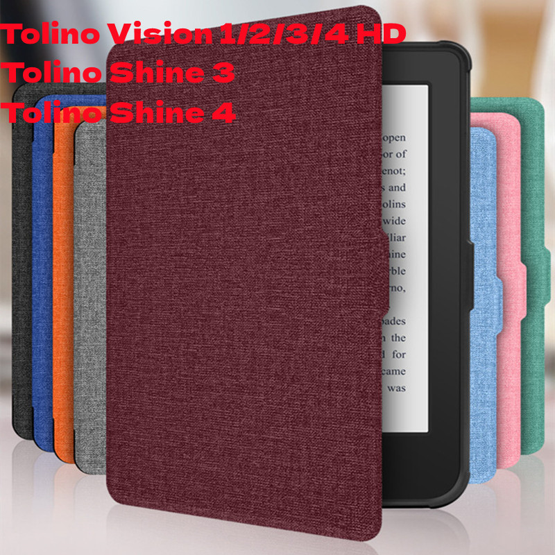 Pu-læderetui til tolino vision 1/2/3/4 hd e-bogslæser, beskyttelsescover til tolino shine 3/4, etui til shine 4 med håndrem