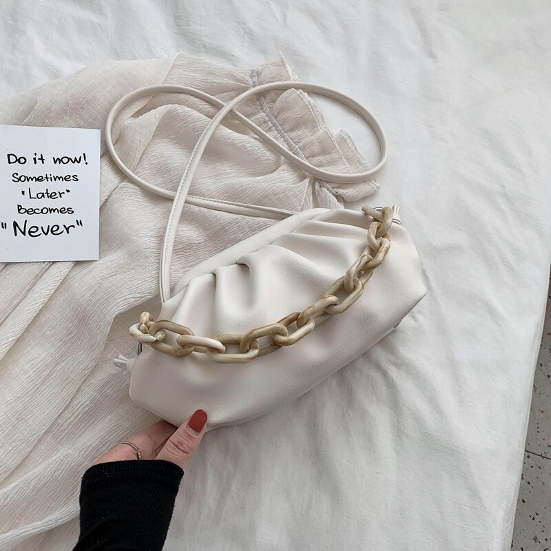 bolso de mano de cuero de PU para mujer bolso de mensajero de de para mujer bandolera de hombro: Off-white Trumpet