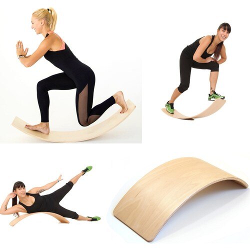 Yoga trä balansbräda barn vuxen sportbräda balansbräda 50 x27cm plywood plattform