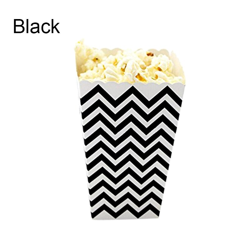 Papiræsker dekoration stribet form slik festartikler mad pommes frites snackkasser engangsgodt papir æske popcorn: Stribe / Sort