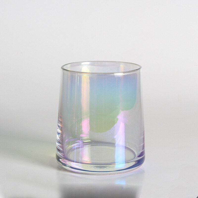 Rainbow Glass Cup Breakfast Milk Tea Coffee Juice Wine Cup Crystal Transparent Glass Cup Wine Beverage Glasses: D
