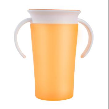 1PC 360 Degree Can Be Rotated Cup Baby Learning Drinking Cup LeakProof Child Water Cup Bottle 260ML: Orange