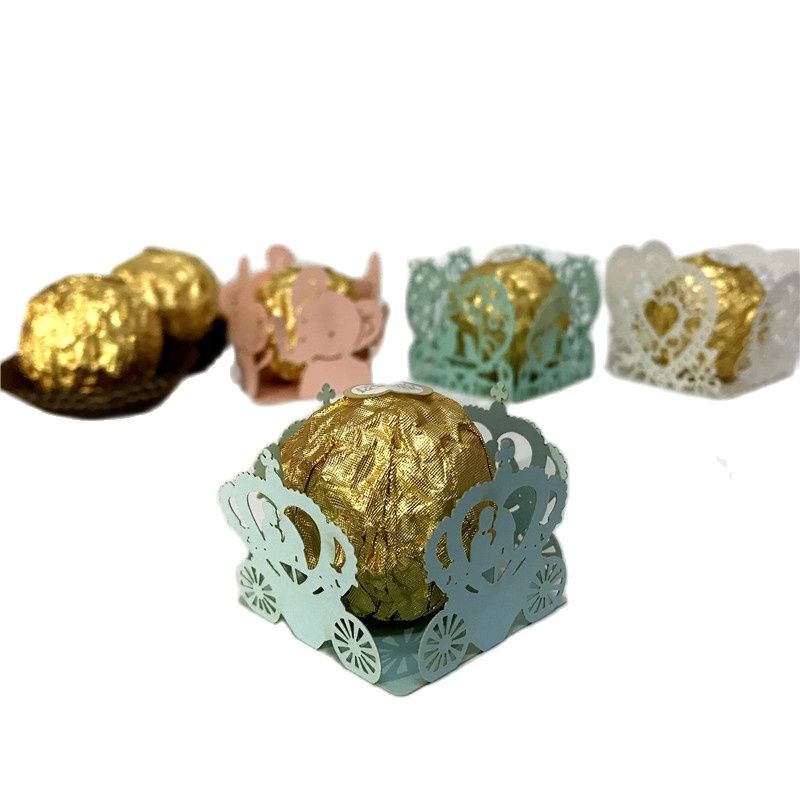 50pcs Cinderella Chocolate Truffle Paper Cups Dessert Container Packaging for Wedding Engagement