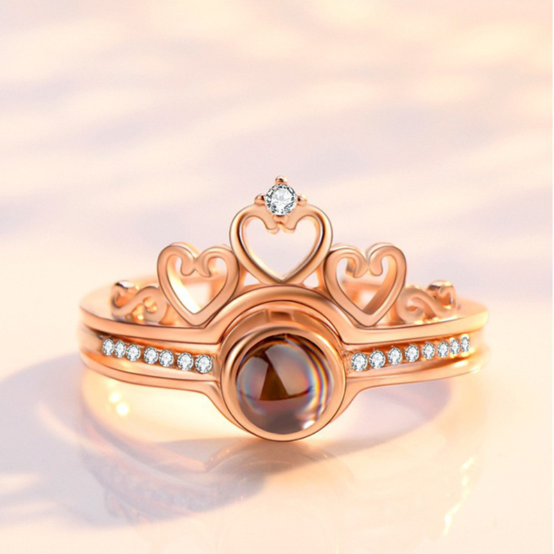 Liebe Ringe und 100 sprachen ICH liebe sie Projektion Ring Romantische Liebe Speicher Hochzeit Herz Ring Schmuck: 01 rose gold