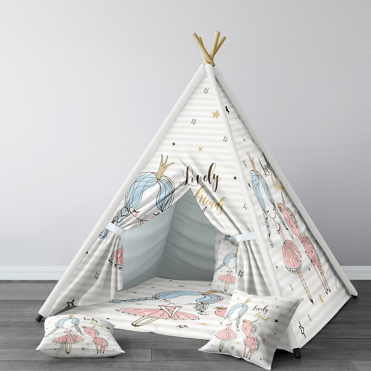 Spielzelt für kinder, wigwam, tragbares indoor-spielzelt für kinderzimmer, weißes ballerina-mädchen-einhorn-modell 193