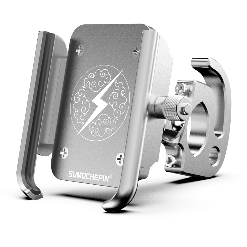 Soporte Universal de aleación de aluminio para manillar de motocicleta, soporte para teléfono celular con gancho para teléfonos móviles de 4-6,5 pulgadas, GPS, etc.