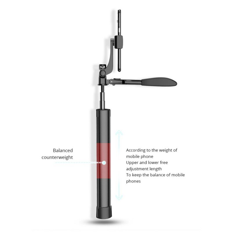Mobiltelefon anti-ryste stabilisator kamera stativ folde gimbal udendørs sports selfie stick beslag