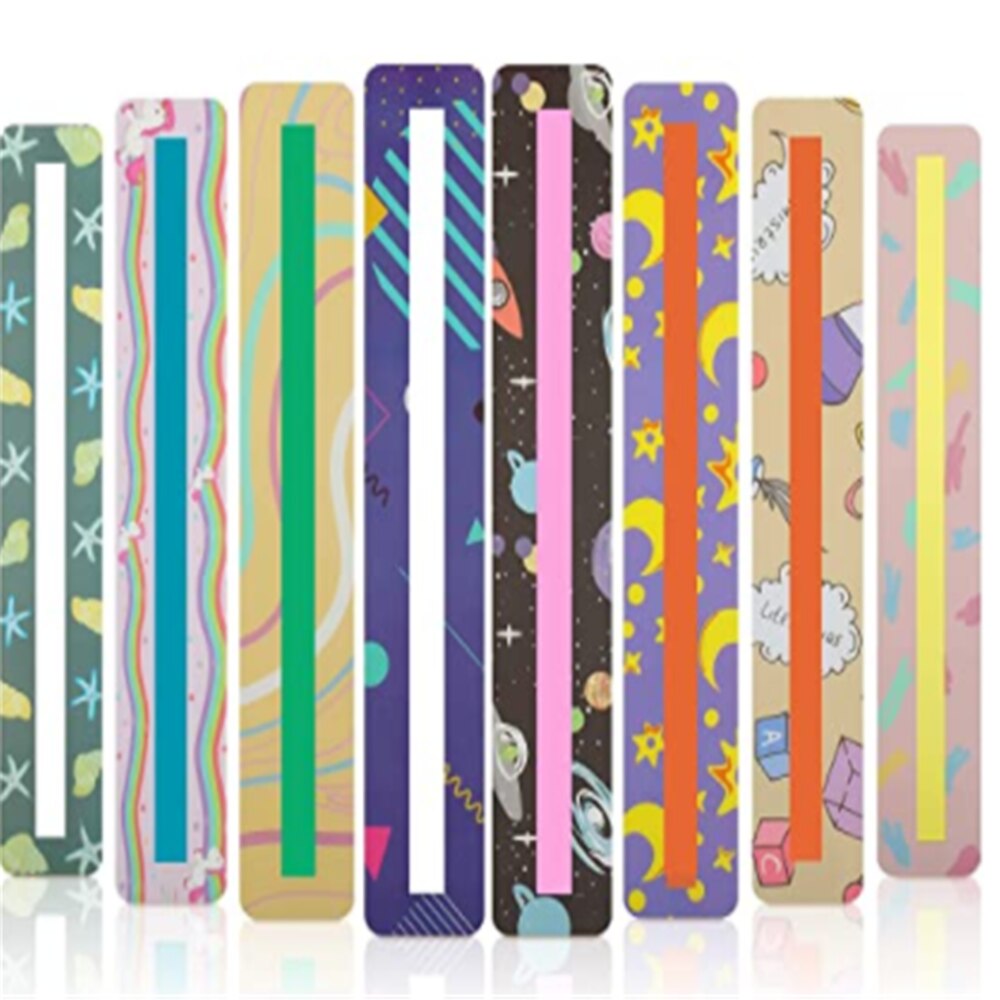 6/8pcs Guided Reading Strips Highlight Strips Colored Overlay Highlight Bookmarks Help with Dyslexia for School Crystal Children: 8pcs-C