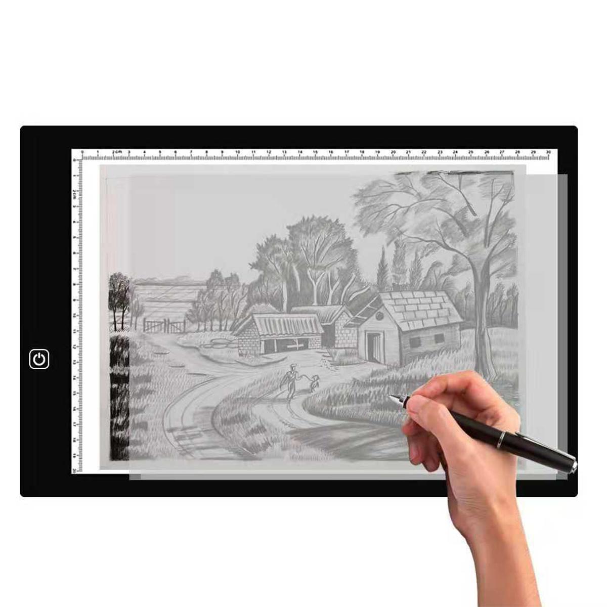 A3 A4 A5 Graphic Tablet LED Tracing Light Box Ultra Thin Stepless Dimmable Brightness Artcraft Light Table Pad Board with Scale: A3