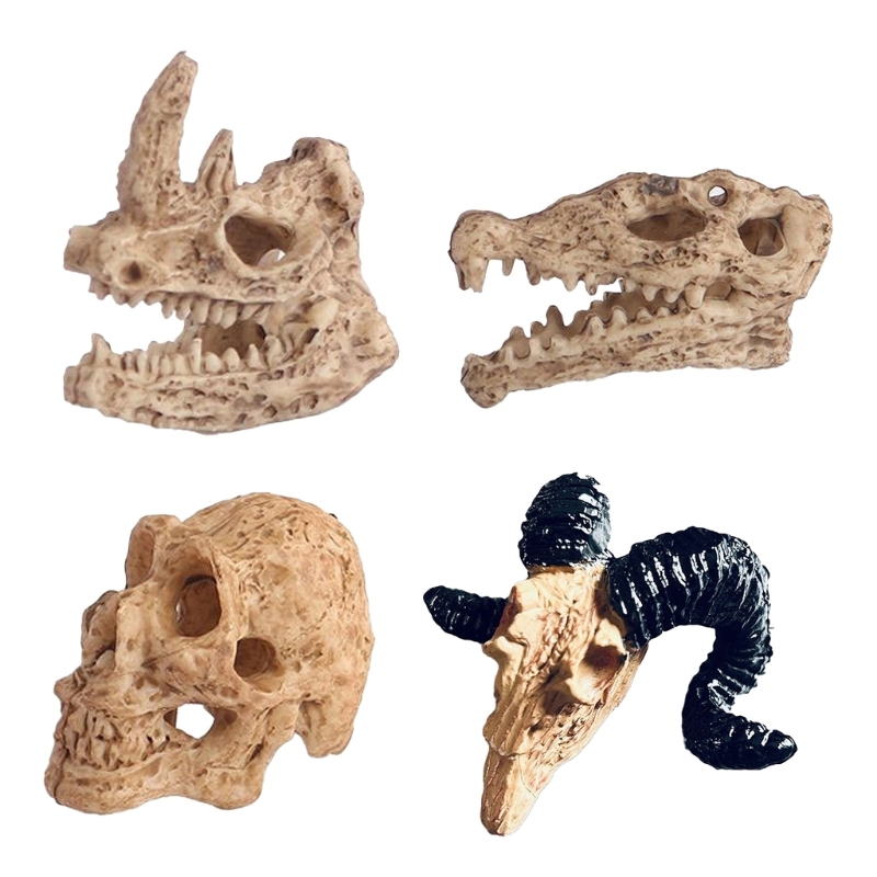 Ornements de paysage d'aquarium miniatures en forme de crâne, faux animaux aquatiques, poisson, animal précieux, fournitures d'embellissement de bricolage
