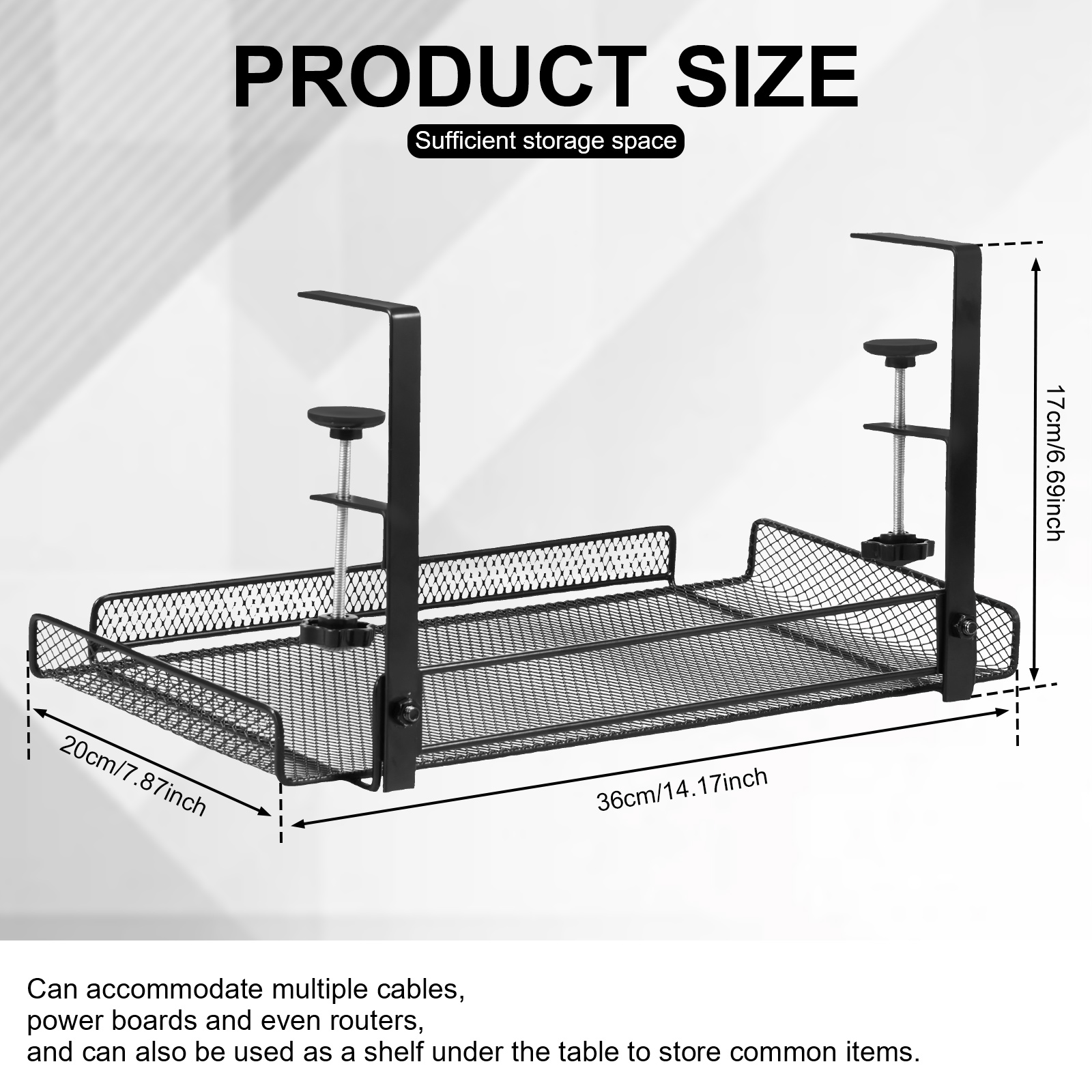 Onder bureau kabelbeheer lade computer bureau draadorganizer geen boren snoerhouder voor thuis keuken opslagaccessoires: Black