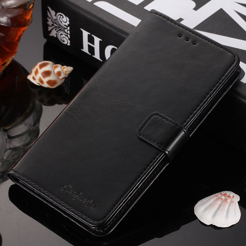 Tienjueshi Retro Magnetische Stijl Bescherming Leather Cover Telefoon Case Voor Duoduogo J3 J5 Plus Pouch Shell Portemonnee Etui Skin: DUODUOGO J5 Plus / Black