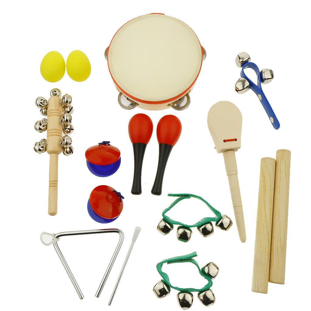 Set di strumenti musicali 10 tipi di giocattoli a percussione a tamburo