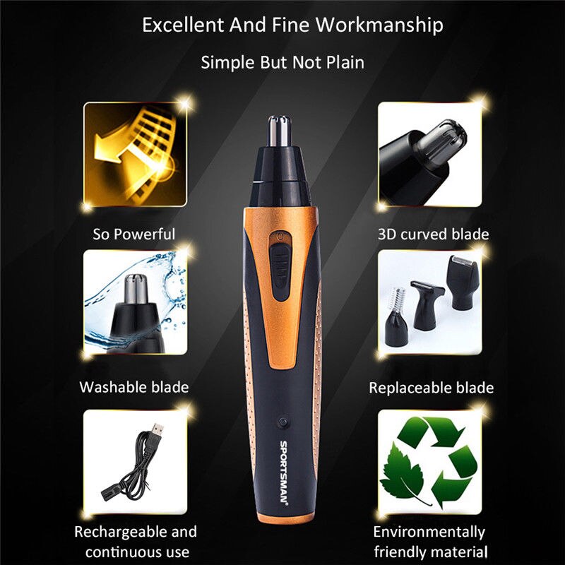 Tondeuse Portable Rechargeable 4-en-1 sans fil pour hommes, rasoir de barbe, sourcils, épilation