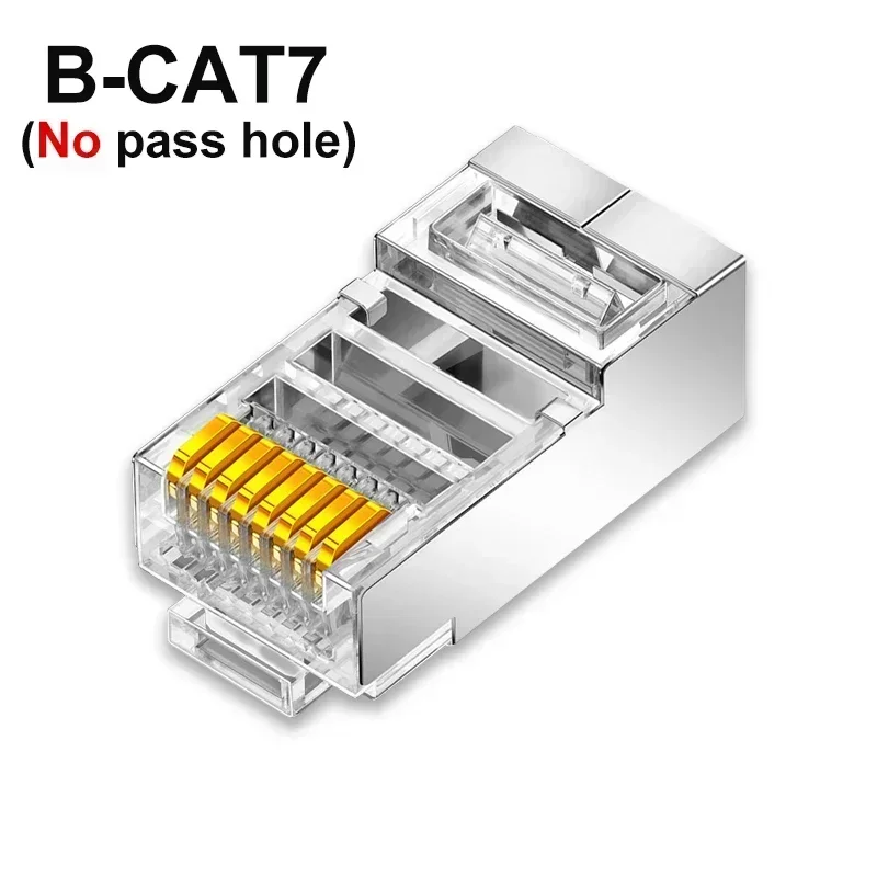 RJ45 Modular Plug Network Connectors CAT6 CAT7 CAT5 Pass Through UTP 30μ Gold-Plated Modular Ethernet STP Network Cable Plugs: black / 0.2M
