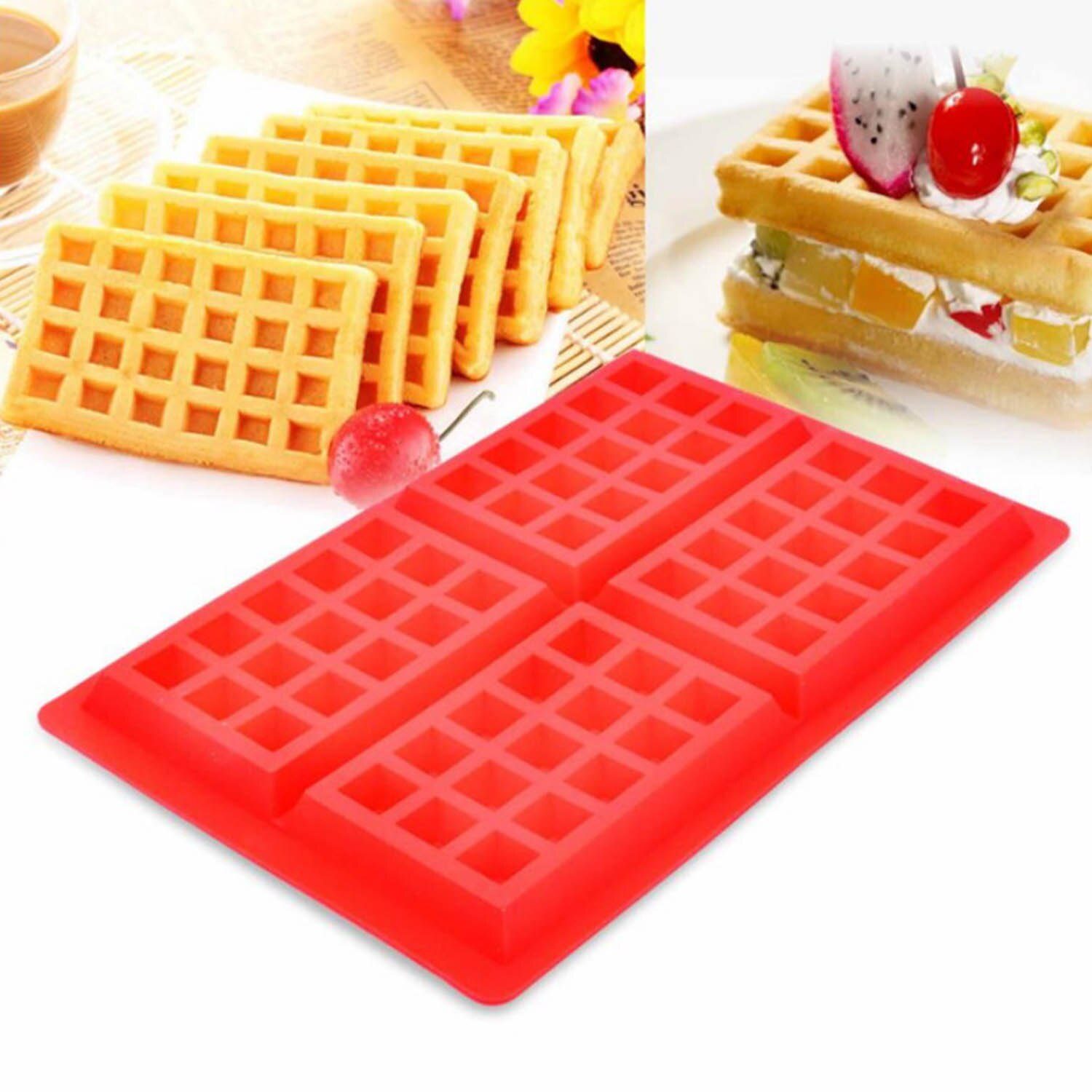 Behogar-Juego de moldes para hacer Barquillo de silicona, 5 cavidades, molde de corazón, 4 cavidades, bandeja cuadrada, molde para pastel, Chocolate, dulces para hornear