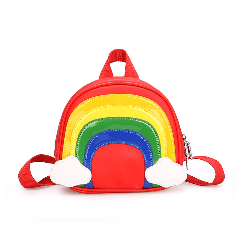 freundlicher Rucksack Mädchen Schule Taschen Neue Karikatur Regenbogen Drucken Rucksack eltern-Art-Paket freundlicher Rucksäcke: Rot