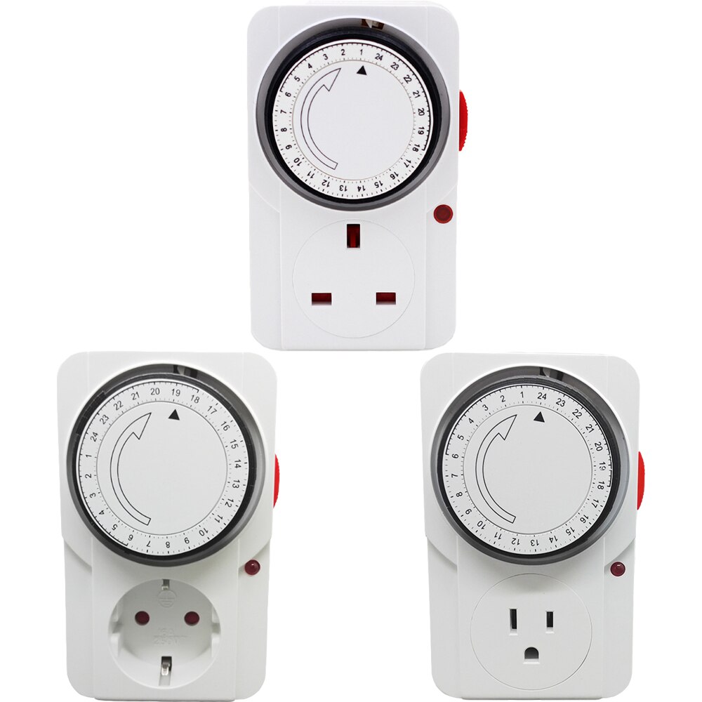 EU/UK/US Plug Socket Wall Outlet Timer Switch 110V 220V 24 Hour Cyclic Timer Switch Kitchen Mechanical Home Socket Plug