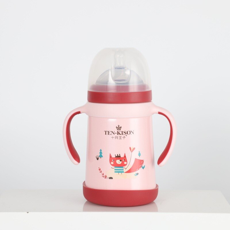 260ml matningsbägare mjölktermos i rostfritt stål för barn isolerad vattenflaska läckage-poof termokopp: Rosa 1