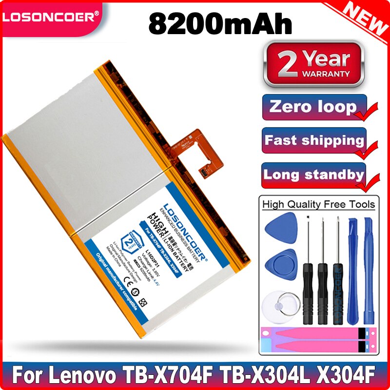 Batteria 8200mAh L16D2P31 per Lenovo TAB 4 10 / 10 cadillac/10 PLUS TAB4 PLUS TB-X304L X304F TB-X704F X704L X504F X504L