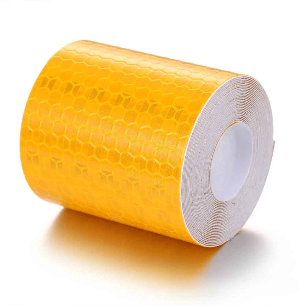 1 Roll 5 cm * 3 m Waarschuwingsband Reflecterende Tape voor Auto Motor Fiets Glow in The Dark Tape nacht Veiligheid Reflecterende Film Tapes: YELLOW