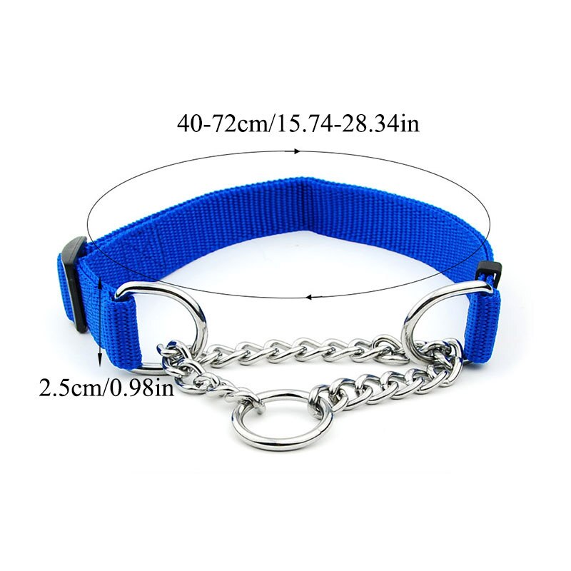 Martingal Dog Collar with Welded Link Chain Pet Nylon Slip Pinch Collar Dog Training Accessories Adjustable Collar for Large Dog