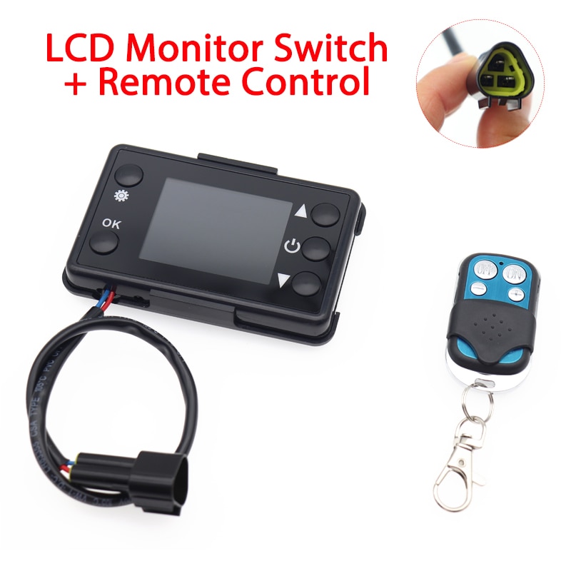Calefacción estacionaria para motores diésel, calentador de aire de 12V/24V con interruptor de pantalla LCD y 4 botones, mando a distancia, Kit de Control: Remote and Monitor