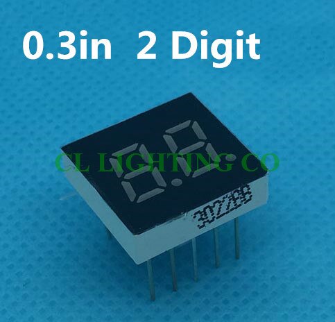 0.3 tommers tosegment digitalt rør blått 0.3 " 0.3i digitalt rør 10 pin felles anodekatode 2 bit 7 segmentet siffer ledet vise