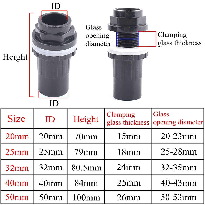 Black 20-50mm Aquarium Fish Tank Drain Joint PVC Pipe Water Supply Tube Connector Household DIY Water Inlet Outlet Tank Joint: Brown / 3/16''