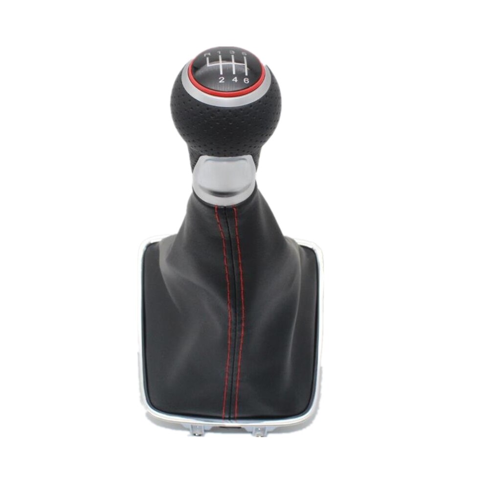 For VW Tiguan 5N 2007 Car-Styling 6 Speed Car Gear Stick Level Shift Knob With PU Leather Boot: Red