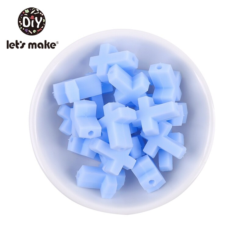Let's Make-anneau de dentition en Silicone | 50 pièces, petites perles croisées de alimentaire, anneau de dentition de dessin animé, jouet bricolage, perles artisanales pour bébé: 9