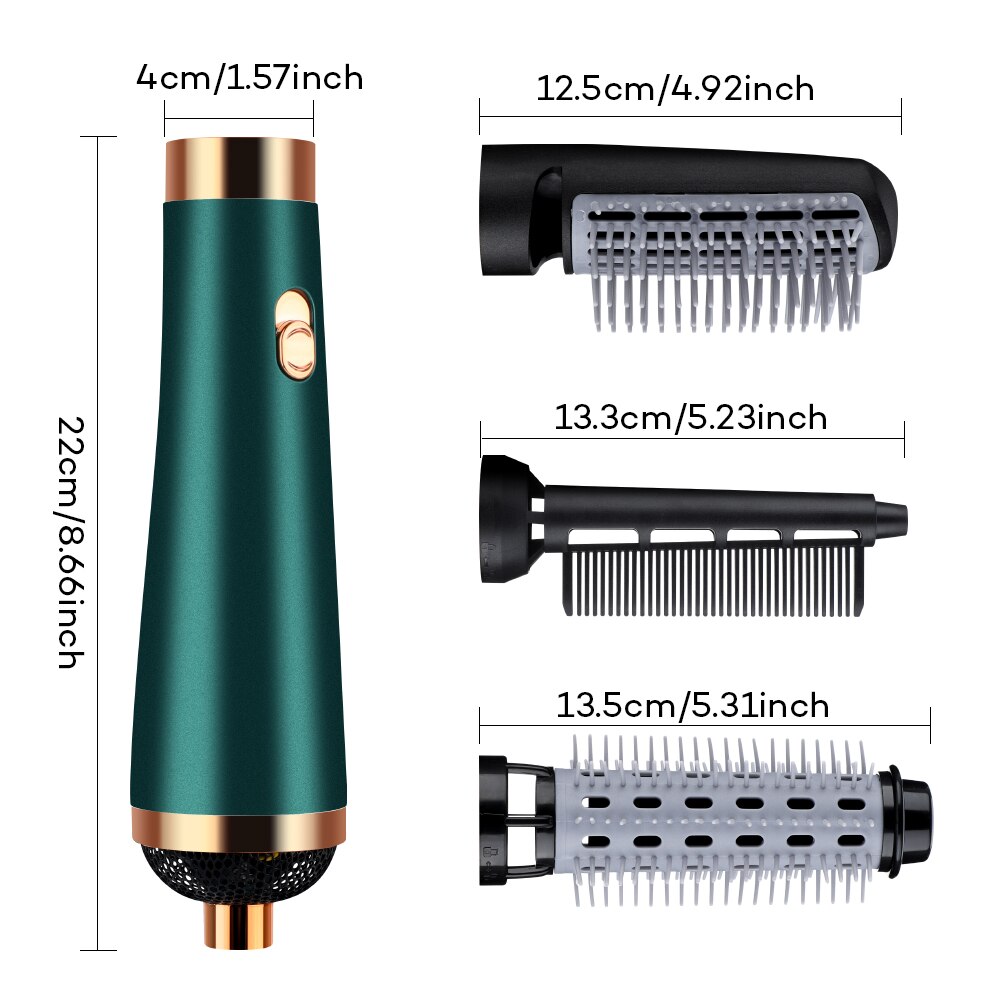 3 in 1 Hair Dryer Comb Electric Hair Dryer with 3 Detachable Comb Hair Care Straight Hair Fluffy Inner Buckle Curling Stick
