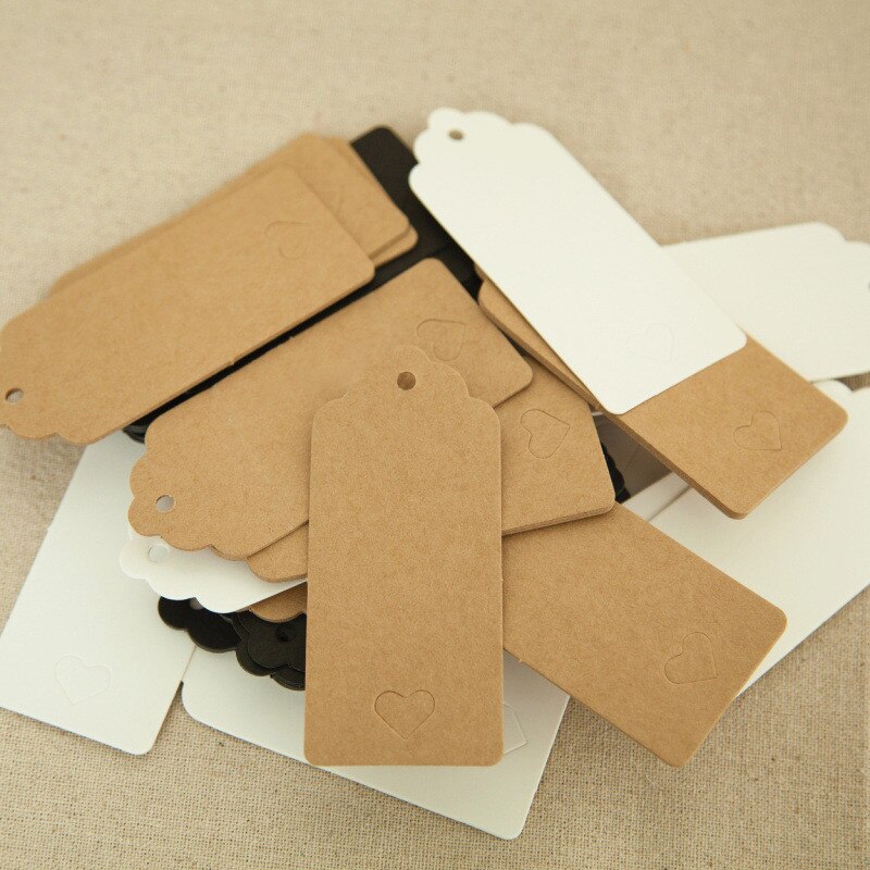 100 Uds Kraft de papel hecho a mano etiqueta con amor para DIY caja de etiqueta Magdalena de caramelo etiquetas de agradecimiento/hecho a mano favores de de nombre etiqueta