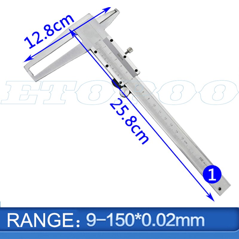 9-300mm/0.02 Long Claw Inside Groove Vernier Calipers Steel Inner Vernier Calipers Accuracy Measuring Tools