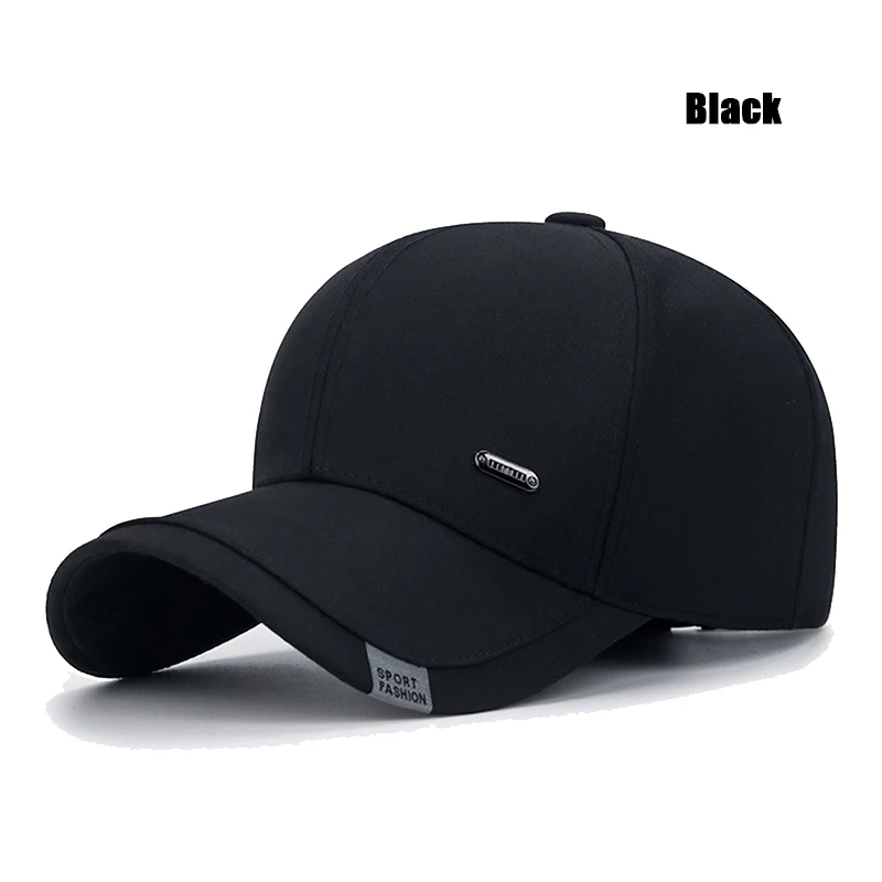 Nueva , ropa de algodón para hombres, gorra de béisbol de mediana edad, gorras de camionero, gorra deportiva informal clásica para exteriores, gorras para papá: Negro