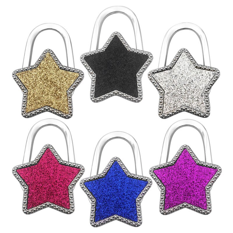 Gancho de bolso de mano portátil, colgador de bolsa plegable de escritorio, soporte de bolso, novedad, Star Degsin