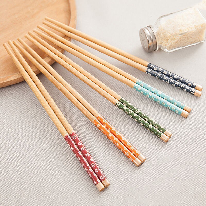 Palillos de madera clásicos chinos, palillos de bambú de flores naturales hechos a mano tradicionales, reutilizables, herramientas para Sushi, 1 par