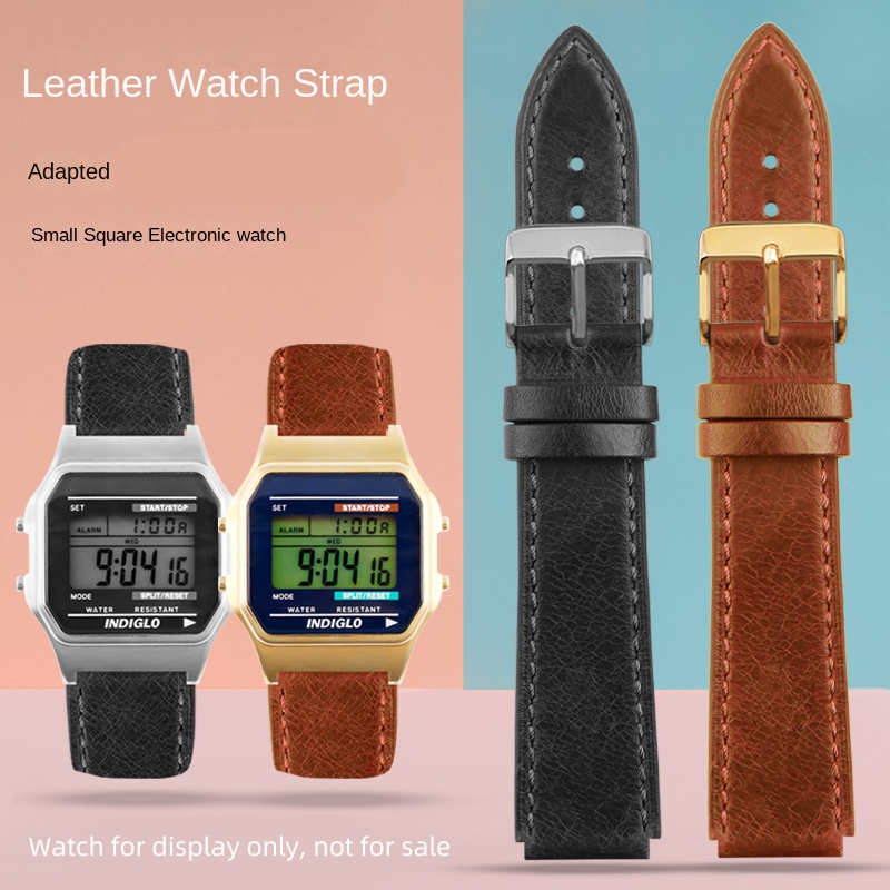 Para Casio pequeño cuadrado AE-1200WH AE1300 AQ-S810W A158 169 W-215/W-S200H SGW-300H correa de cuero pulsera Vintage 18mm TIMEX T80