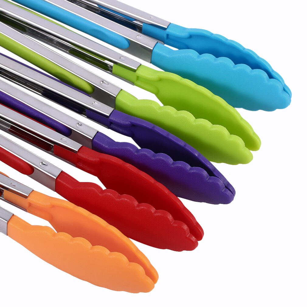 8 tommer grill nylon tang tip køkken mini tang varmebestandig nylon madlavningstang stål mad tang køkkenudstyr køkkenredskaber